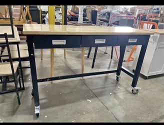 Minor Chipped Assembled New 60x20 inch Workbench with Drawer and Wheels Heavy Duty Workshop Table