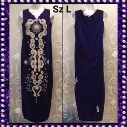 WOMENS CUSTOM MADE DEEP PURPLE VELVET FORMAL DRESS SIZE L
