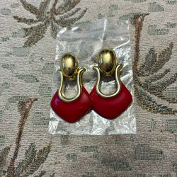 Enamel Red Drop Earrings 
