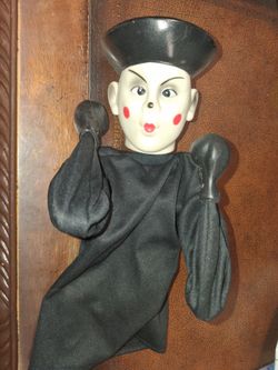 Vintage Hand Puppet with Hard Plastic Head