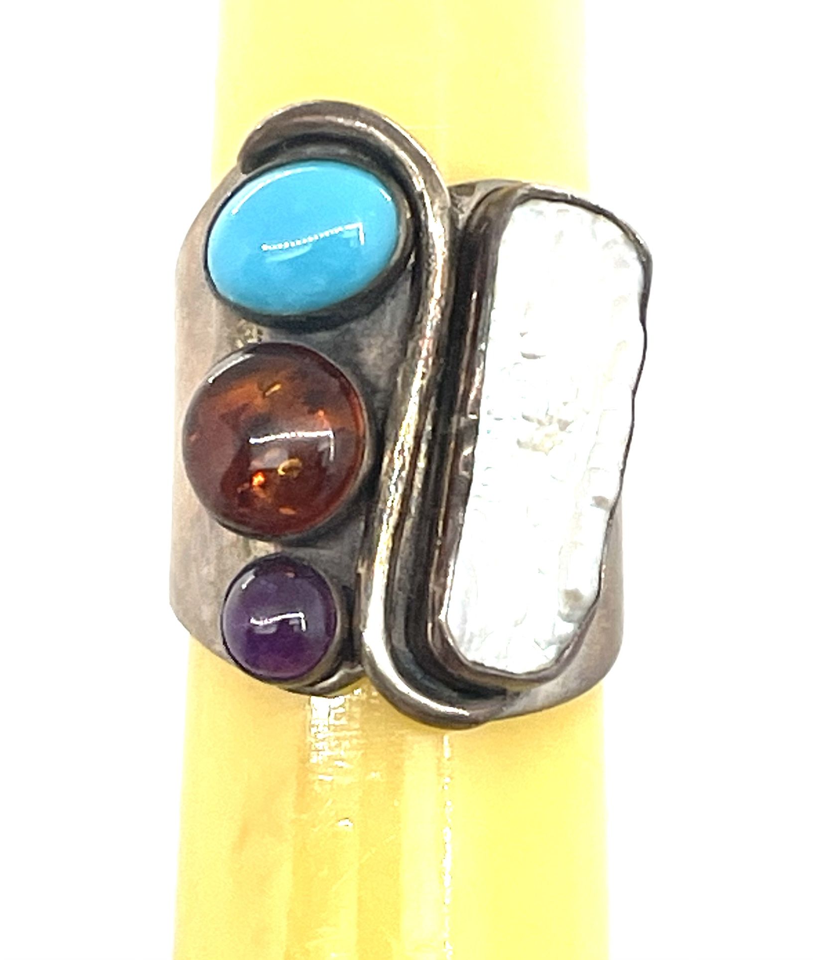 Sterling Southwestern Pearl Ring Sz. 8