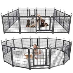 32 in. W x 40 in. H 16-Panels Metal Garden Fence Heavy Duty Foldable Dog Pens Outdoor Dog Fence Dog Playpen $146