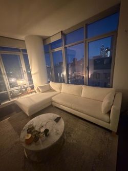 Crate & Barrel Off-White L-Shaped Sectional Sofa - good condition
