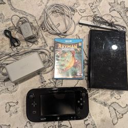 Nintendo Wii U Console + Gamepad + Cords And Rayman Game