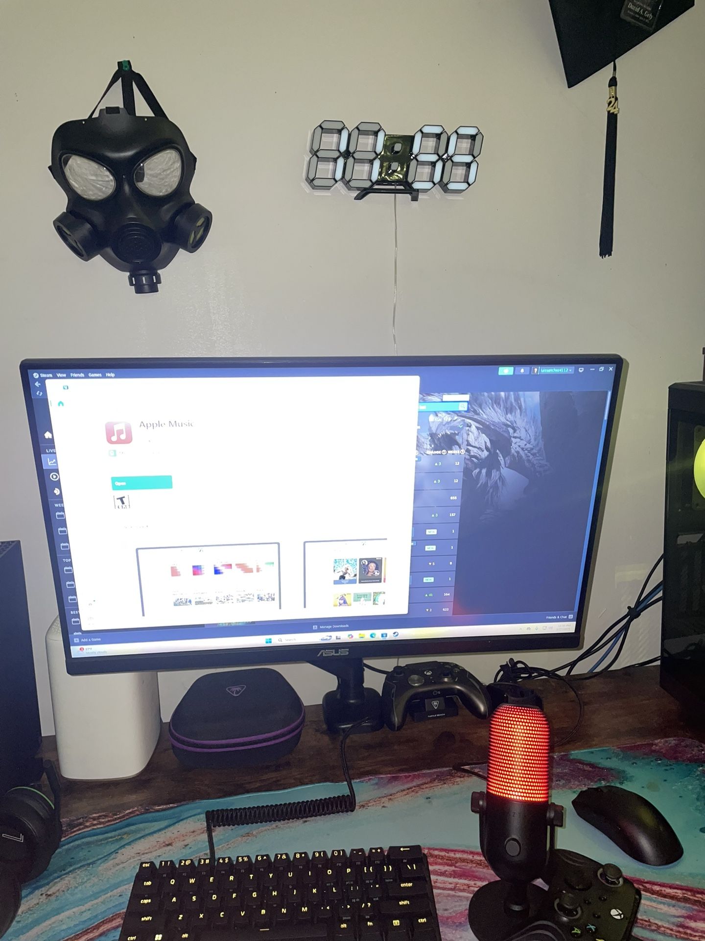monitor, turtle beach controller, headset, 2tb hard drive