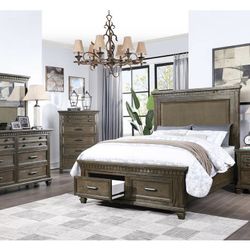 Brown Queen Bed Frame With Storage