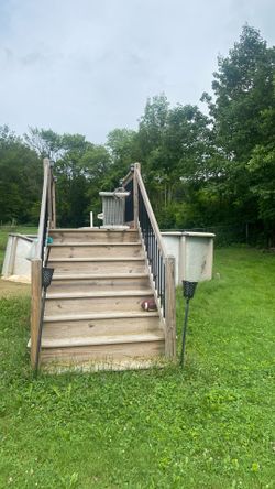 Pool Steps With Wooden Deck 4f T 
