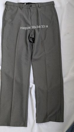 New Mens Haggar Clothing Graphite Gray Cool 18 Performance Dress Pants, Flex Waist For 3" More, Comfort Stretch 38x33 tag says 34. 100% Polyester, WPL
