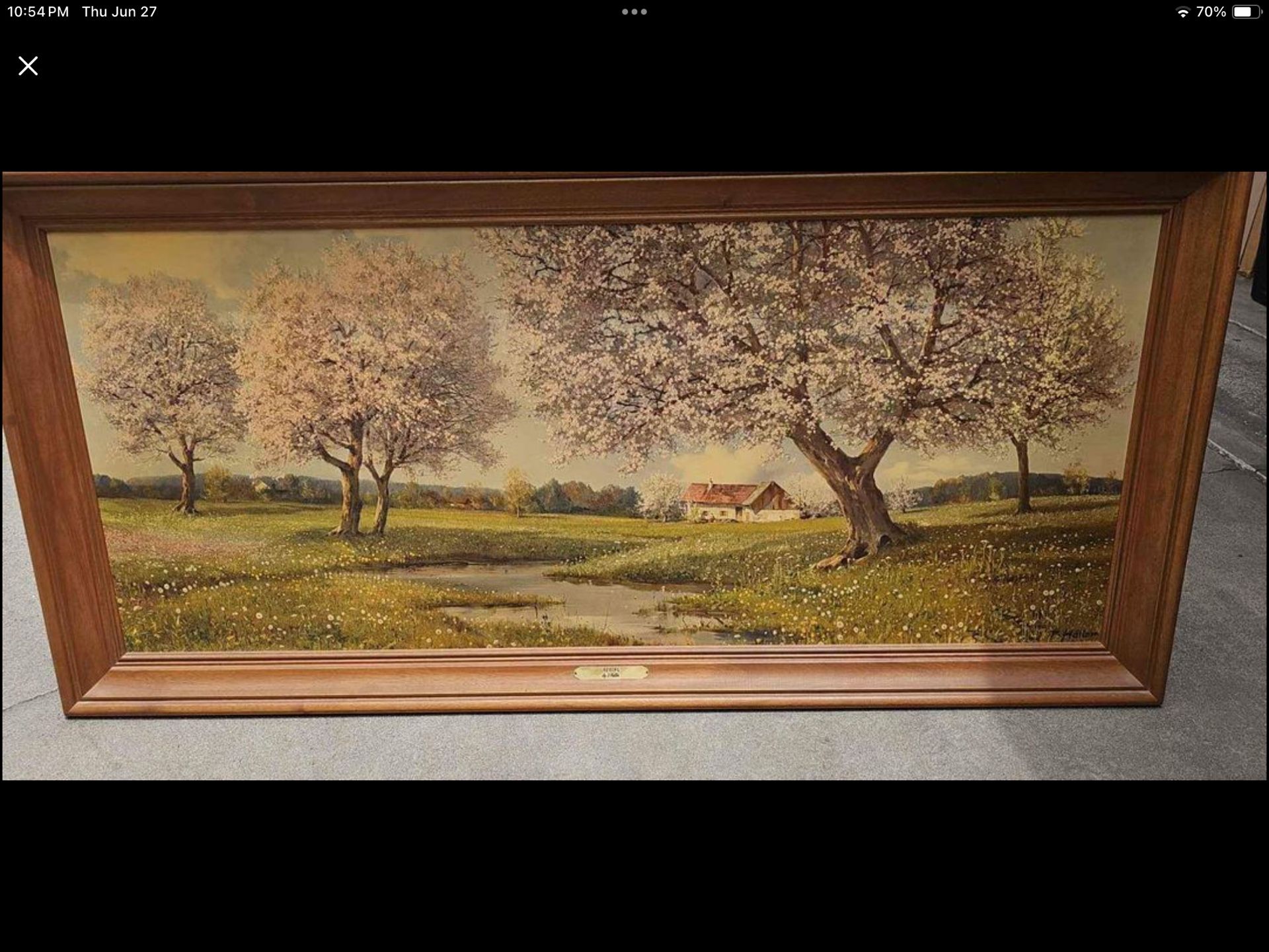 Farm With Cherry Blossom Print Entitled “ Spring “ By F. Haller for ...