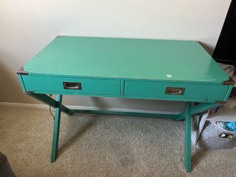 Teal desk and chair