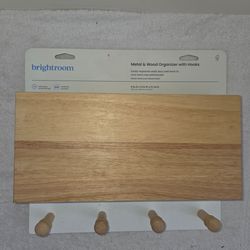 Brightroom Metal & Wood Organizer with hooks New (Price Is Firm)