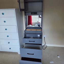 Vanity desk with lighted mirror and Roll out seat