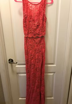 Long Coral Prom dress