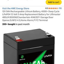 Lift master Garage Door backup Battery 