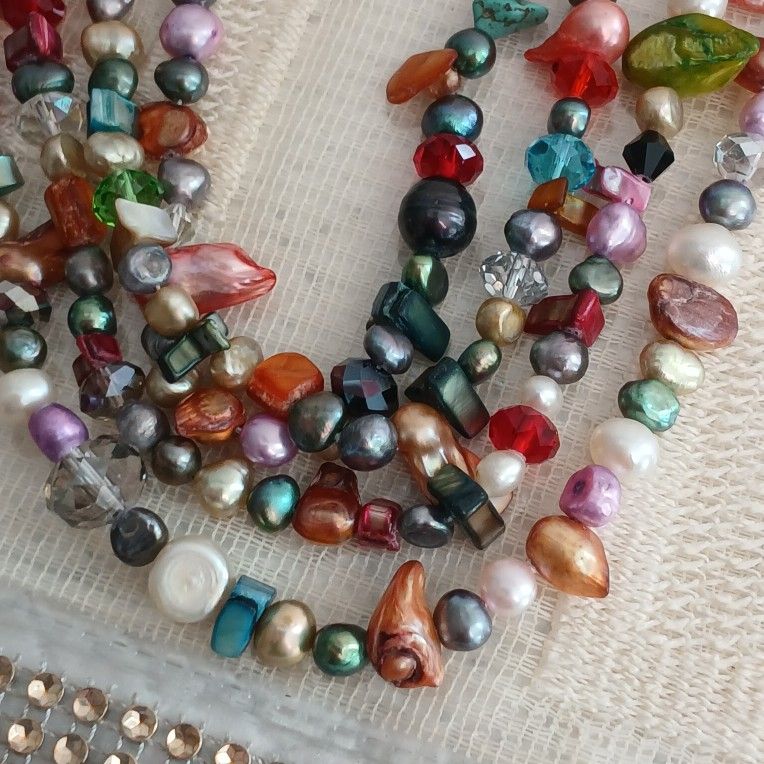 Genuine Multicolor Pearl, Beads Necklace 77in Jewelry & Accessories