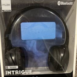 NEW IN BOX Muze By Vivitar INTRIGUE Black Bluetooth Headphones