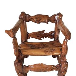 Vintage Oversized Carved Driftwood Chair Nautical Art Sculpture 