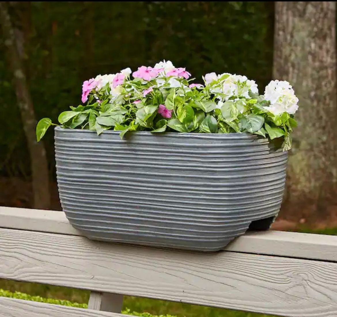 24” Gray Deck Rail Planters (High Density Resin) 6 For Sale