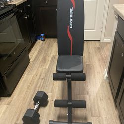 Exercise Bench and 2 40 lb dumbbells