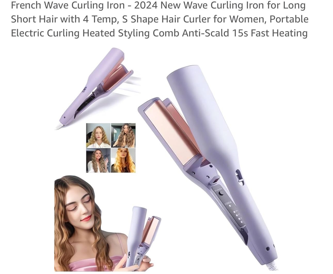 French Wave Hair Curling Iron, New