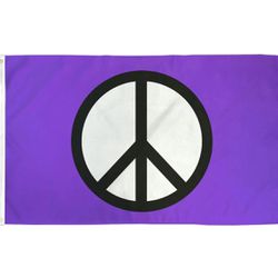 Purple Peace Sign Flag 3x5ft Peace Flag Protest Rally Flag 100D Polyester Banner