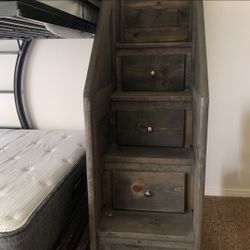 Wood Bunkbed Stairs With 4 Drawers