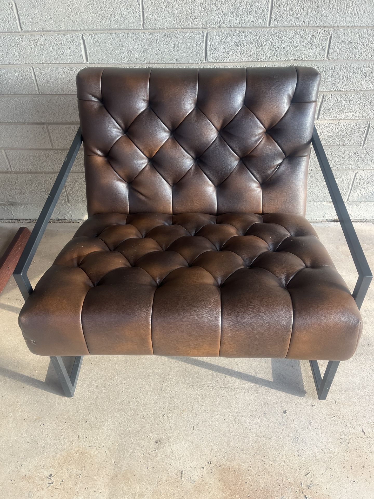 Brown Leather Tufted Modern Chair