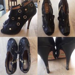 L.A.M.B. Peep Toe Leather Booties | Size: 7M