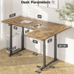 Dripex Standing Desk, 63"/ 71" L Shaped Desk Adjustable Height,