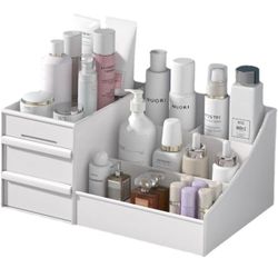 BRAND NEW IN BOX RIIPOO Makeup Organizer with Drawers, Countertop Organizer for Bathroom, Bedroom Desk, Vanity, Cosmetics Organizer for Skin Care,Brus