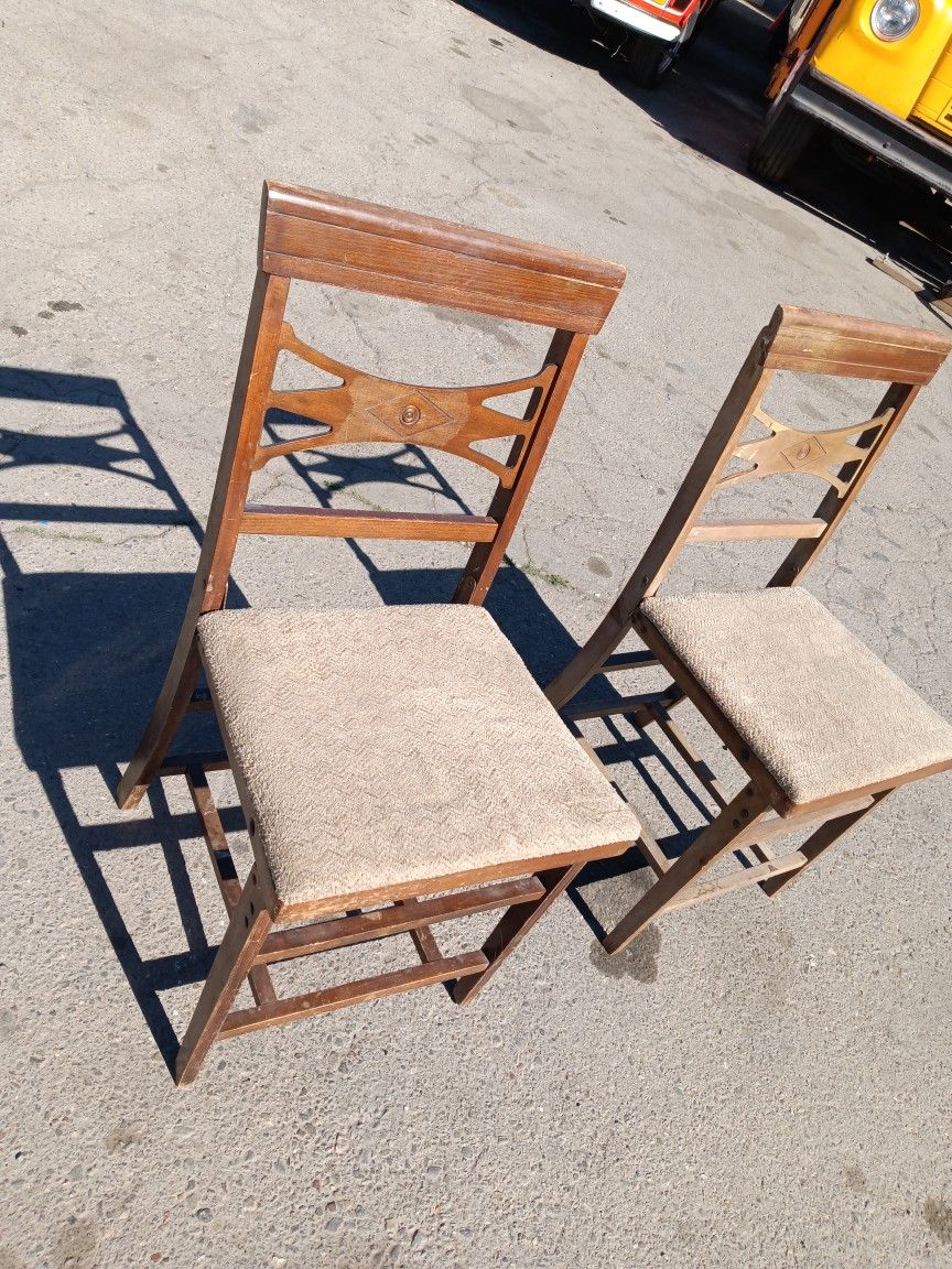 Antique Folding Wood Chairs SET
