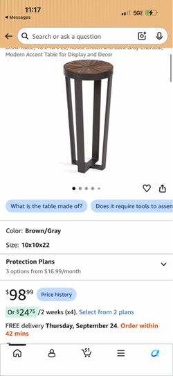 Kate and Laurel Gerhardt Farmhouse Round Wood and Metal Drink Table; 10 x 10 x 22; Rustic Brown and Dark Gray Charcoal; Modern Accent Table for Displa