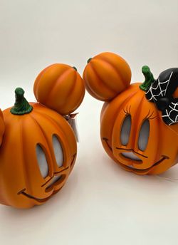 Disney 2026 Home Depot 14 Inch LED Mickey & Minnie Mouse Pumpkin Set Light Up