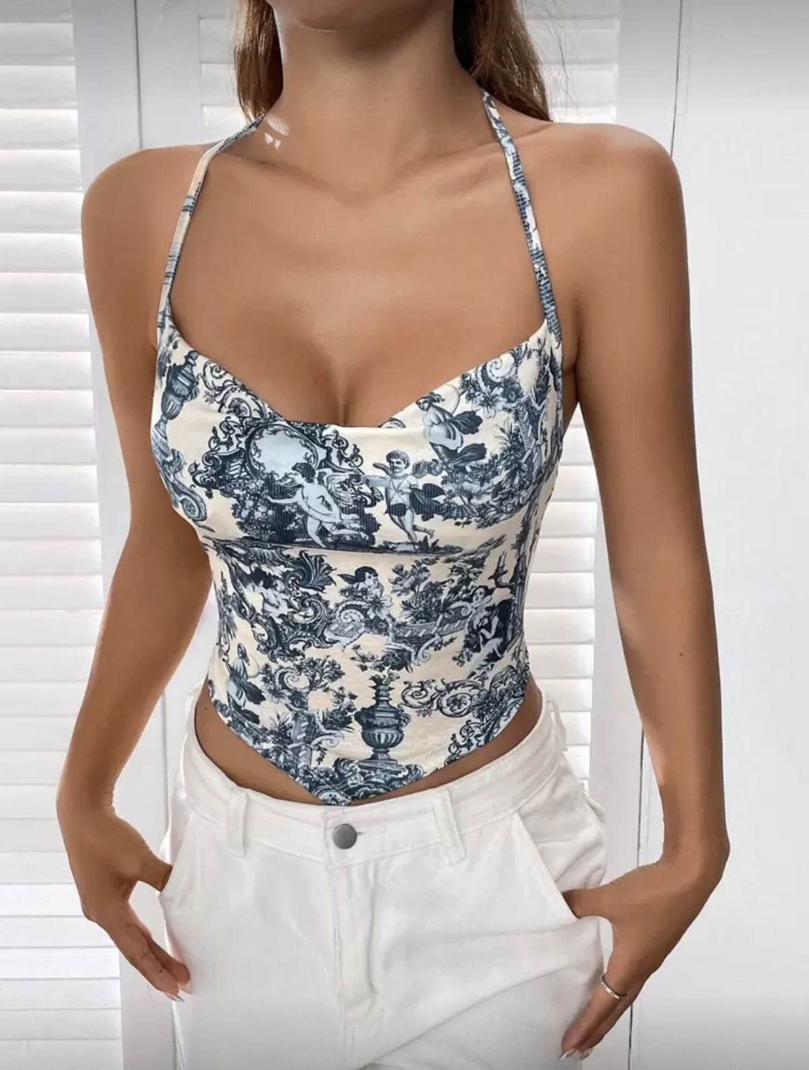 Blue Multi Print Halter Top