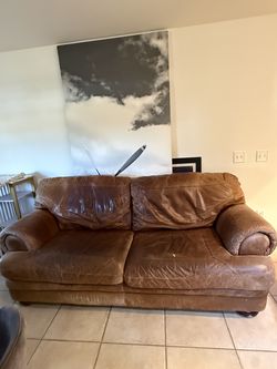 Genuine leather couch, RH Restoration Hardware Ralph Lauren Pottery Barn