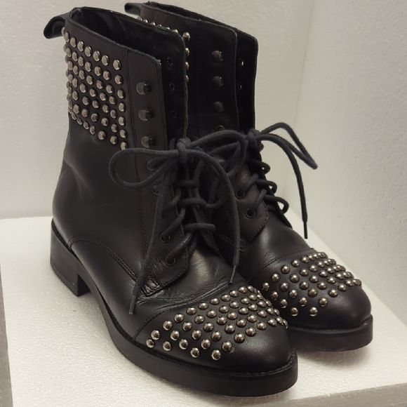 Studded Black Leather Boots 