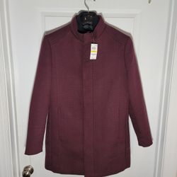 Brand New w/ Tags - Mens Alfani Topcoat Overcoat In Burgundy Size Medium