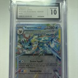 Vaporeon Ex 023/131 Prismatic Evolution Card CGC 10