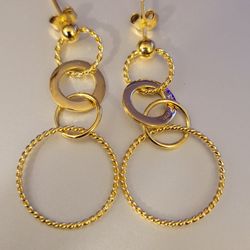 Sterling silver 4 Hoop Drop Earrings Thai