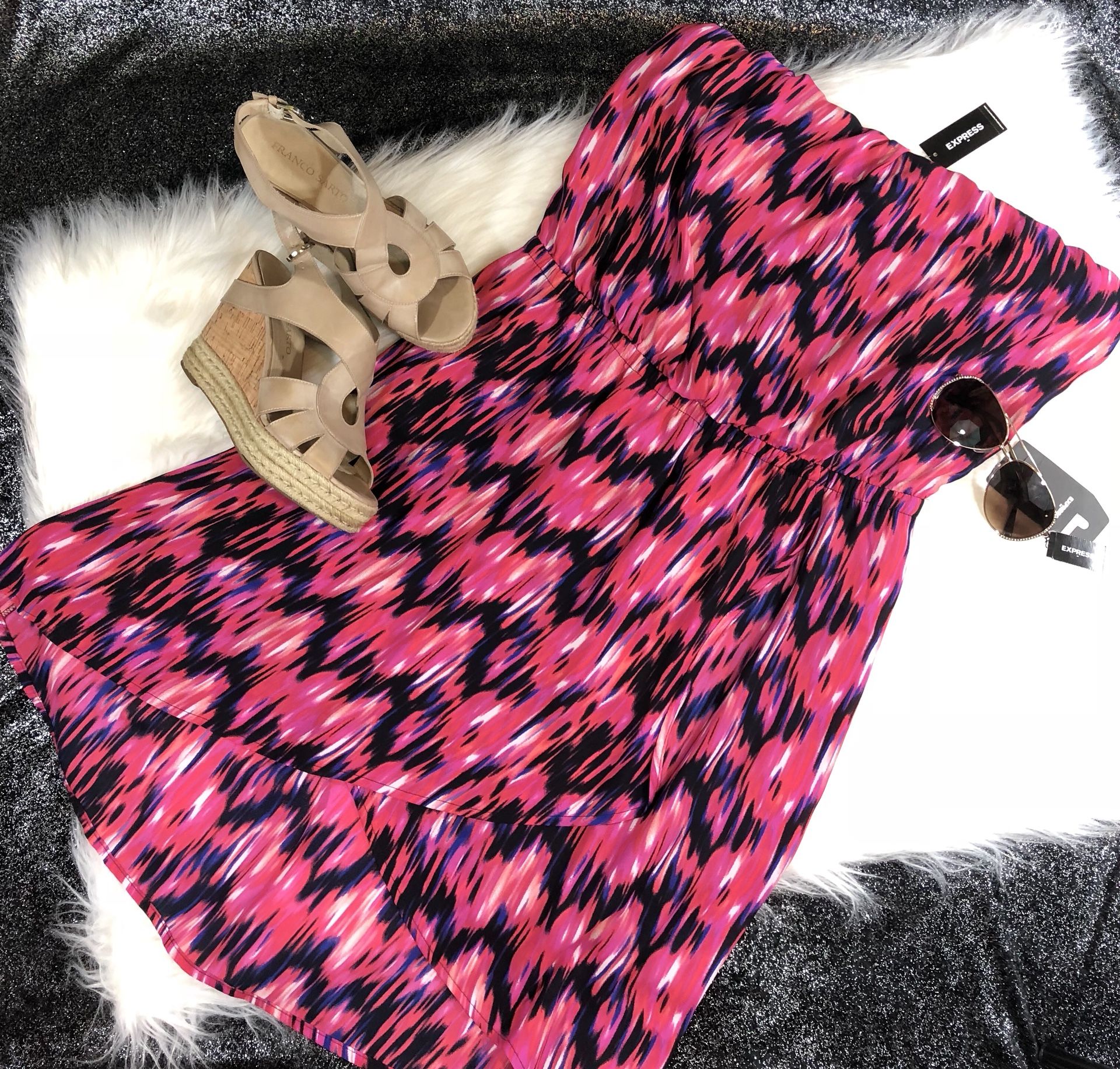 Express strapless chiffon dress