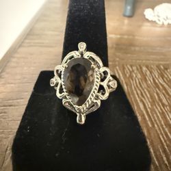 Sterling Silver And Smoky Quartz Set In Sterling Silver Size 6