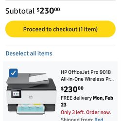 Excellent Condition! HP OfficeJet Pro 9018 All-in-One Wireless Printer with Smart Home Office Productivity & Inkjet, Color Printing, Scanner, Fax & Ph
