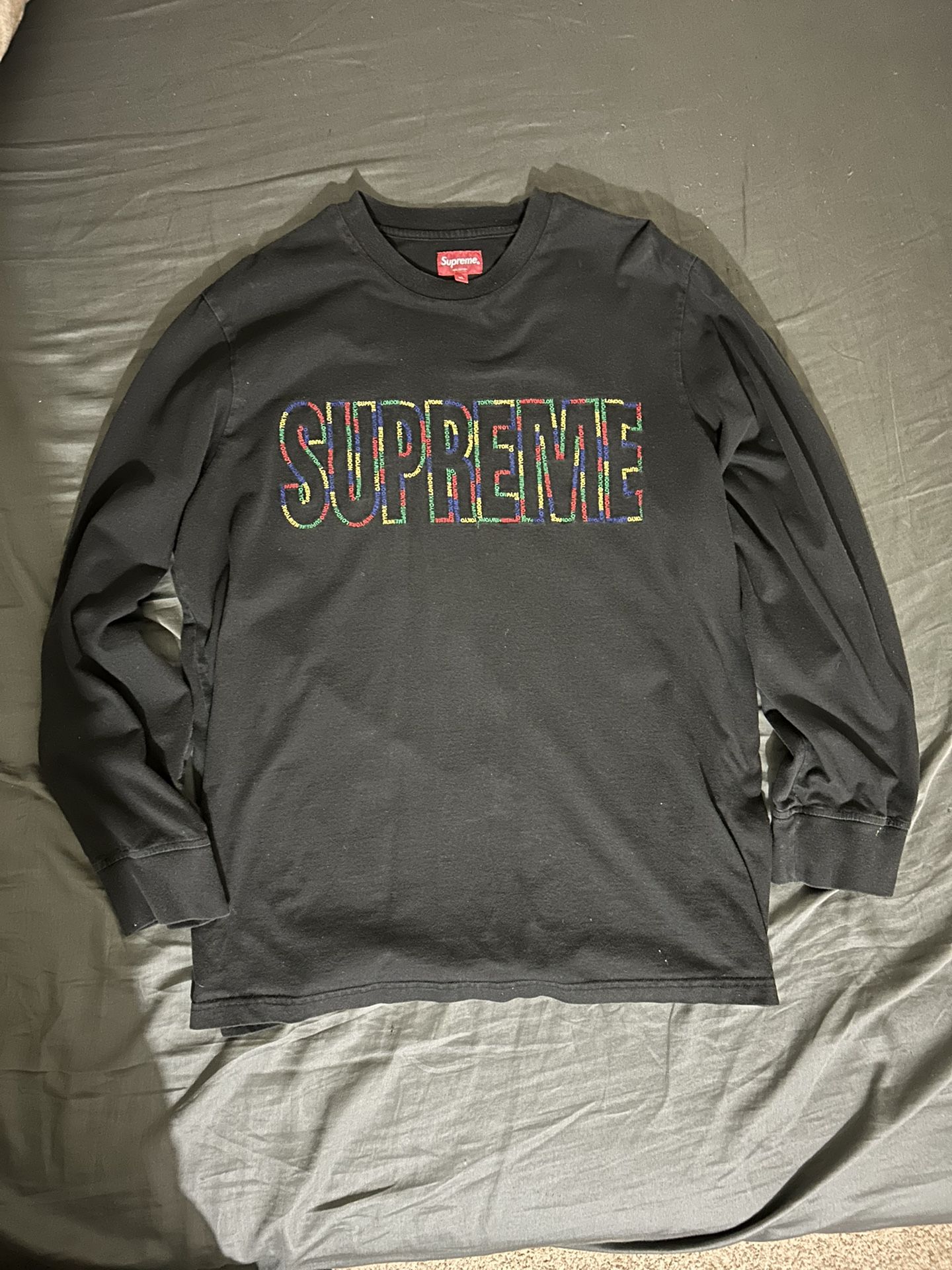 Supreme International Long Sleeve Tee in black from the SS19 collection