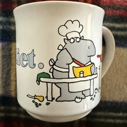 Vintage Collectible Sandra Boynton "Never Say Diet" ceramic coffee mug