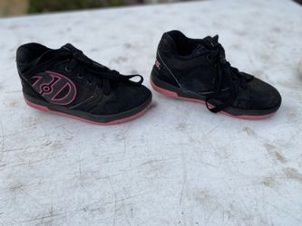 $15 Heelys Youth Sz 1 Black Pink Girls Shoes