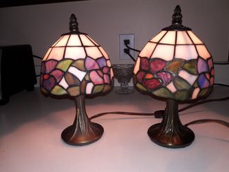 pair of vintage tiffany style lamps