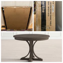 New Dark Gray Helena Round Wood Pedestal Dining Table by Madison Park Signature