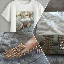 T-Shirt with sequins (L) Nwt