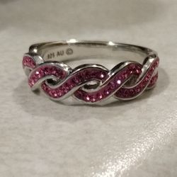 Very Cute 🆕 Sterling Silver Swarovski Crystal Pink Ring SIZE 7! 💍💕