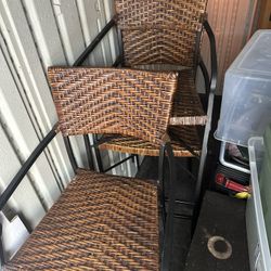 Set 4 High Top Steel/wicker Chairs